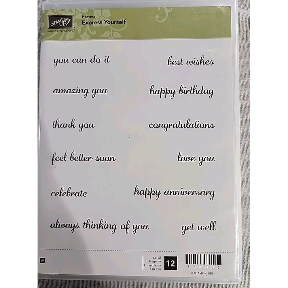Stampin Up Express Yourself Hostess Wood Mount Rubber Stamp Set 12pc 130336